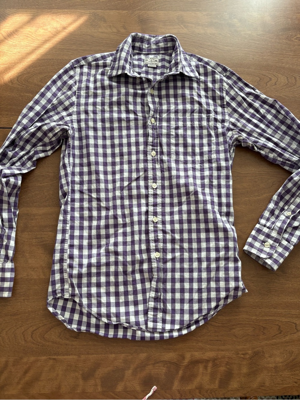J.Crew Purple White Gingham Button Down Shirt Long Sleeve Size XS